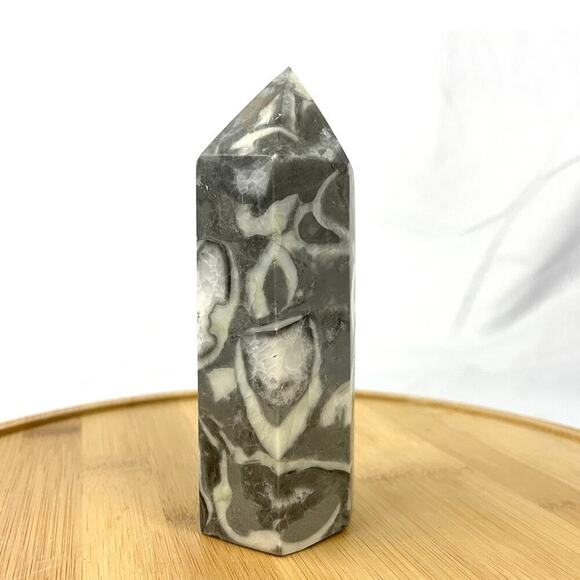 Zebra Jasper Crystal 5" Tall Natural Healing Stone Tower 467g - Picture 1 of 14